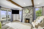 Ground level family room that doubles as a third bedroom has amazing views out over Lake Michigan